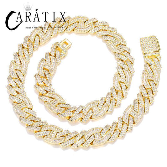 CARÁTIX – Coffee Bean Rhombus Cuban Miami Link Choker Necklace | Iced Out CZ Bling Hip Hop Jewelry for Men & Women, Rapper Street Style - CaratixJewelry