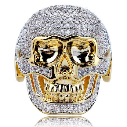 Men's Iced Out Skull Ring | Gothic Punk Micro-Pave Zirconia Band | Caratix