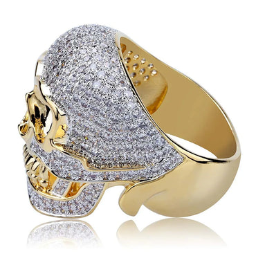 Men's Iced Out Skull Ring | Gothic Punk Micro-Pave Zirconia Band | Caratix
