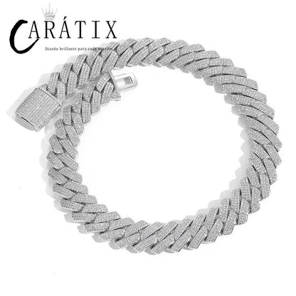 CARÁTIX 20mm 3-Row Rhombus Cuban Chain | CZ Iced Out Hip Hop Necklace for Men (7"–24")