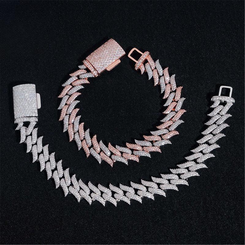 15mm Iced Out Cuban Link Bracelet with Moissanite | 3-Row Hip Hop Jewelry - CaratixJewelry