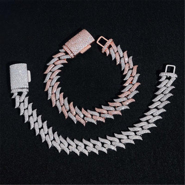 15mm Iced Out Cuban Link Bracelet with Moissanite | 3-Row Hip Hop Jewelry - CaratixJewelry