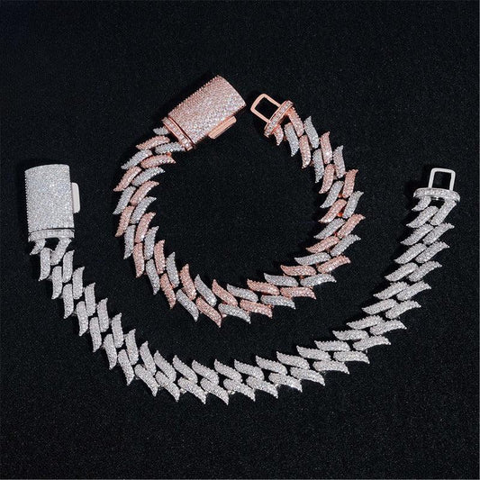 15mm Iced Out Cuban Link Bracelet with Moissanite | 3-Row Hip Hop Jewelry - CaratixJewelry