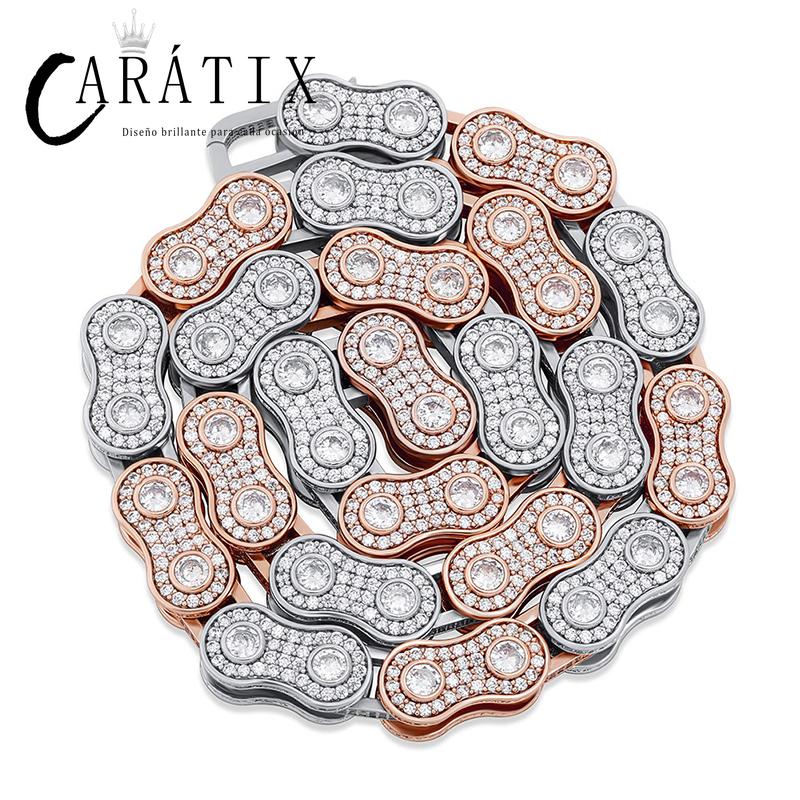 CARÁTIX Motorcycle Link Chain | 3A+ CZ Iced Out Hip Hop Biker Necklace for Men