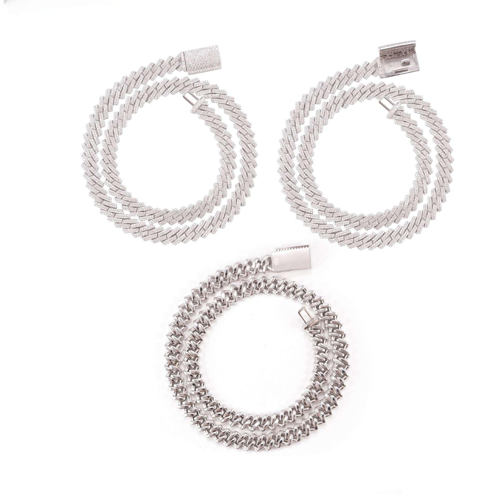 10/12/15mm Moissanite Cuban Link Necklace | S925 Silver Iced Out Chain - CaratixJewelry
