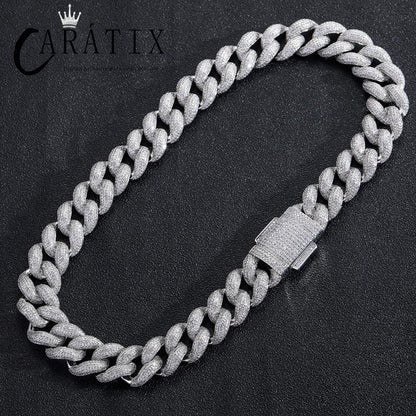 CARÁTIX Iced Out Round CZ Cuban Miami Link Chain Necklace – Hip Hop Jewelry in Gold & Silver for Men & Women