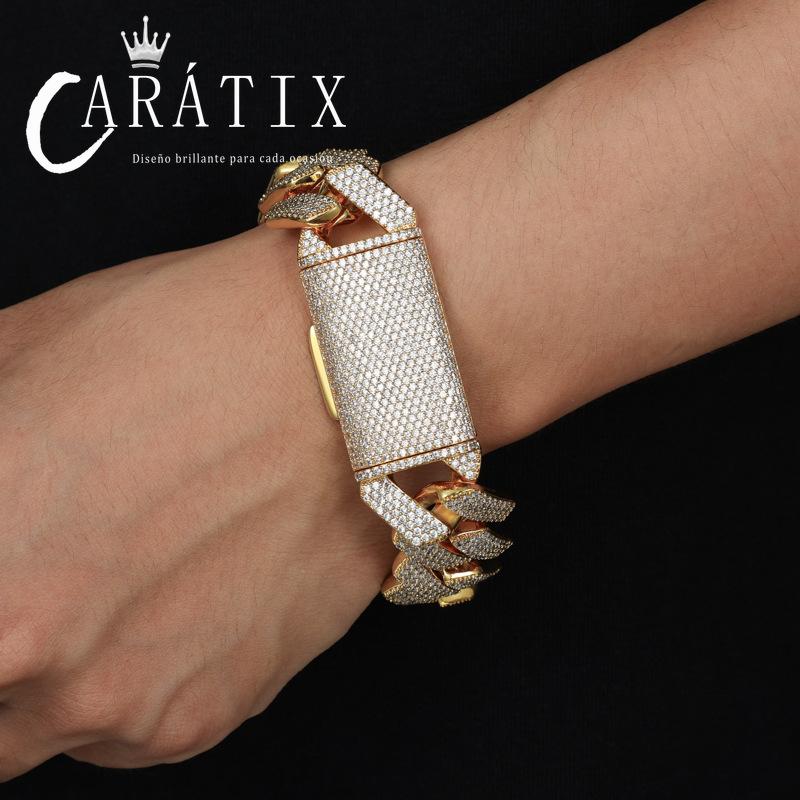 CARÁTIX – 22mm 4-Row Rhombus Cuban Link Chain Necklace | Iced Out CZ Hip Hop Jewelry for Men & Women