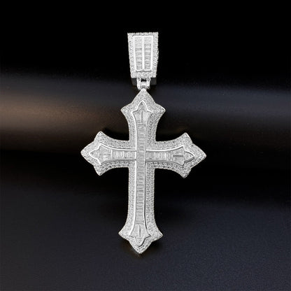 Iced Out Cross Pendant | Men's Gold Plated Hip Hop Cross Necklace | Caratix
