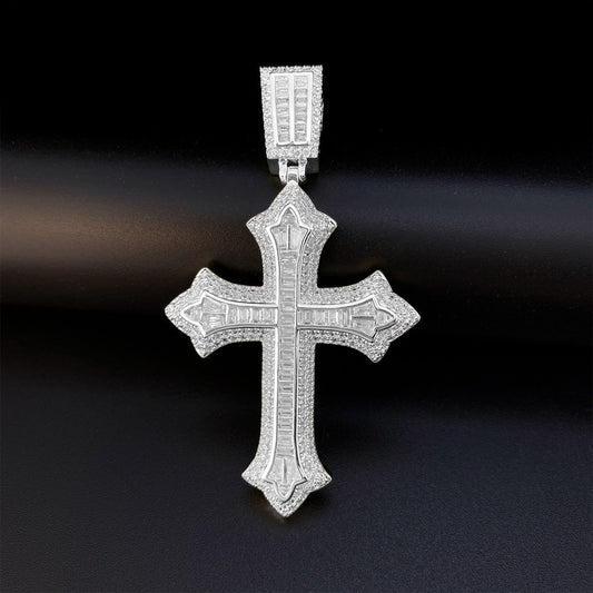 Iced Out Cross Pendant | Men's Gold Plated Hip Hop Cross Necklace | Caratix