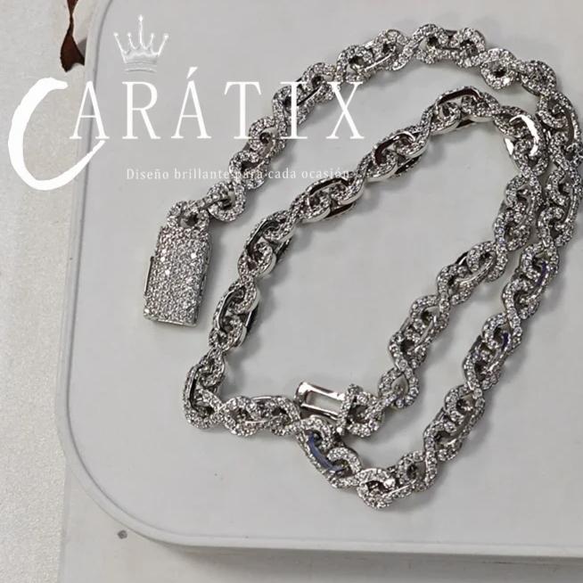 CARÁTIX – 6mm Infinity 8-Character Cuban Link Necklace | Paved Crystal Bling Jewelry for Men & Women