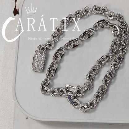 CARÁTIX – 6mm Infinity 8-Character Cuban Link Necklace | Paved Crystal Bling Jewelry for Men & Women