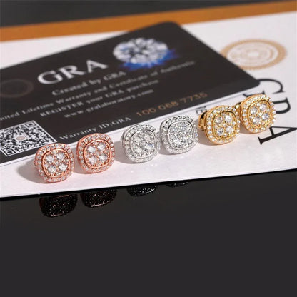 S925 Silver Round Moissanite Stud Earrings Unisex Classic Style - CaratixJewelry