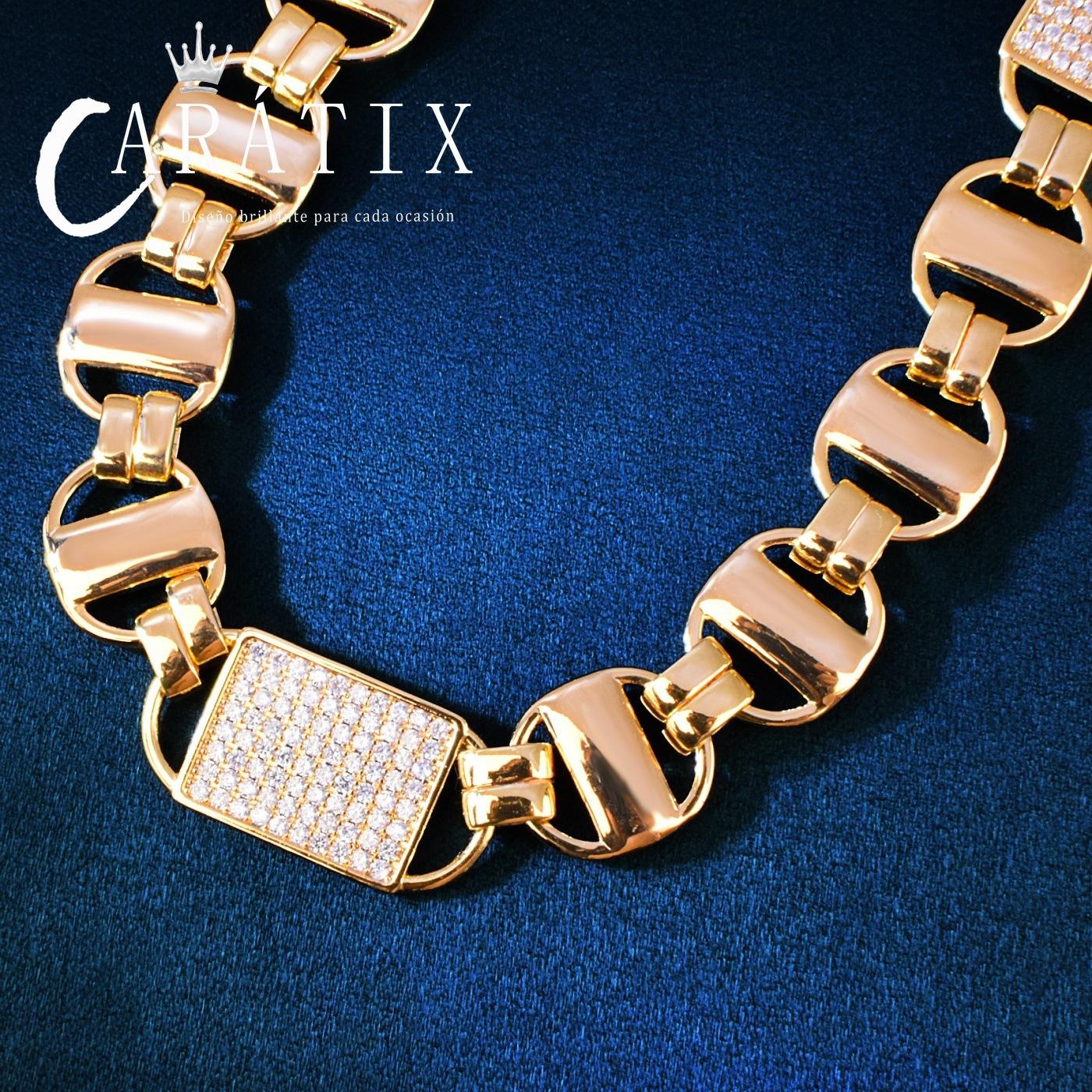 CARÁTIX Square Box Chain Necklace – AAAAA Zircon Iced Out Hip Hop Bling Jewelry for Men | Multi-Size Chino Link Chain