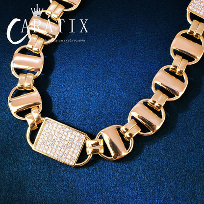 CARÁTIX Square Box Chain Necklace – AAAAA Zircon Iced Out Hip Hop Bling Jewelry for Men | Multi-Size Chino Link Chain