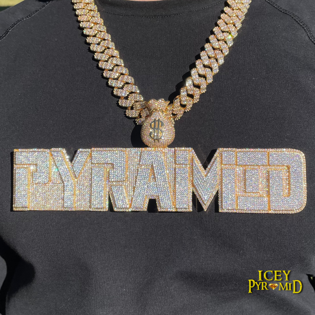 Money Bag Bail Two Layers Iced Out Personalized Custom Name Necklace Pendant – Luxury Hip Hop Jewelry for Men & Women