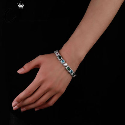 CARÁTIX - 10mm Wide Hip Hop Bling Iced Out Pearl and CZ Stone Paved Tennis Link Chain Cubic Zirconia Chokers Necklaces Men Jewelry Valentine's Day Gift for Men & Girls & Boys Mothers' Day Gift #Springtok