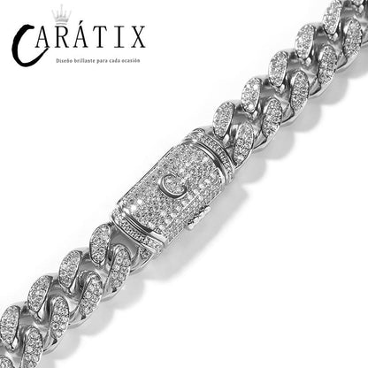 CARÁTIX – Letters Link Chain Necklace | Iced Out Round Cuban Choker for Men & Women