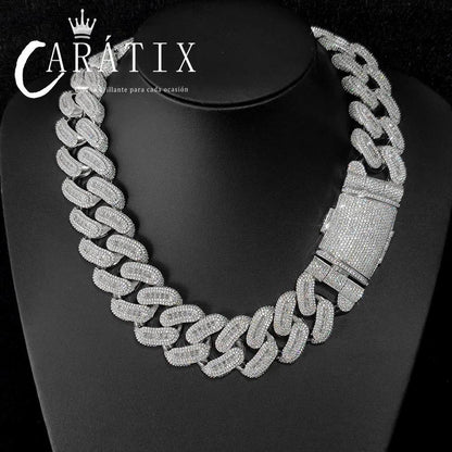 CARÁTIX 29mm Rectangle CZ Cuban Chain | Bling Zircon Hip Hop Necklace for Men
