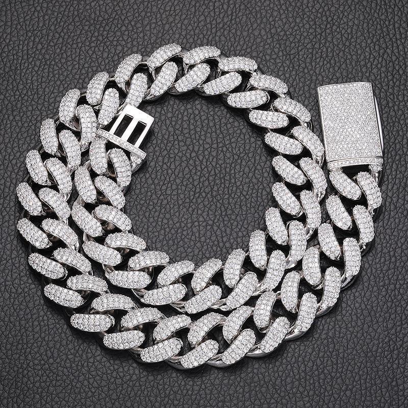 CARÁTIX 18mm Iced Out Cuban Link Chain Necklace – 3 Row CZ Rhombus Hip Hop Bling Jewelry for Men | Rapper Gift - CaratixJewelry