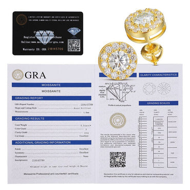 Genuine VVS Diamond 925 Sterling Silver Iced Round Stud Earrings