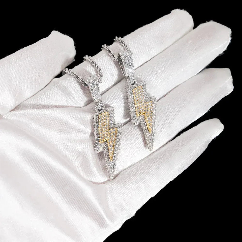 925 Silver Full Moissanite Pendant – Hip-Hop Street Dance Style, Men’s Trendy Two-Tone Pendant - CaratixJewelry