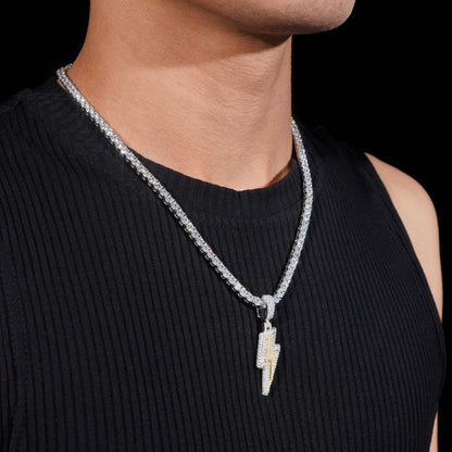 925 Silver Full Moissanite Pendant – Hip-Hop Street Dance Style, Men’s Trendy Two-Tone Pendant - CaratixJewelry