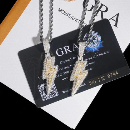 925 Silver Full Moissanite Pendant – Hip-Hop Street Dance Style, Men’s Trendy Two-Tone Pendant - CaratixJewelry