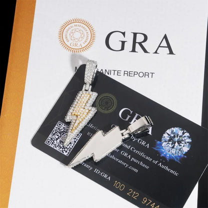 925 Silver Full Moissanite Pendant – Hip-Hop Street Dance Style, Men’s Trendy Two-Tone Pendant - CaratixJewelry