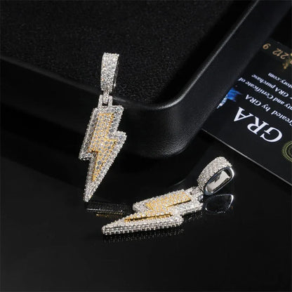 925 Silver Full Moissanite Pendant – Hip-Hop Street Dance Style, Men’s Trendy Two-Tone Pendant - CaratixJewelry