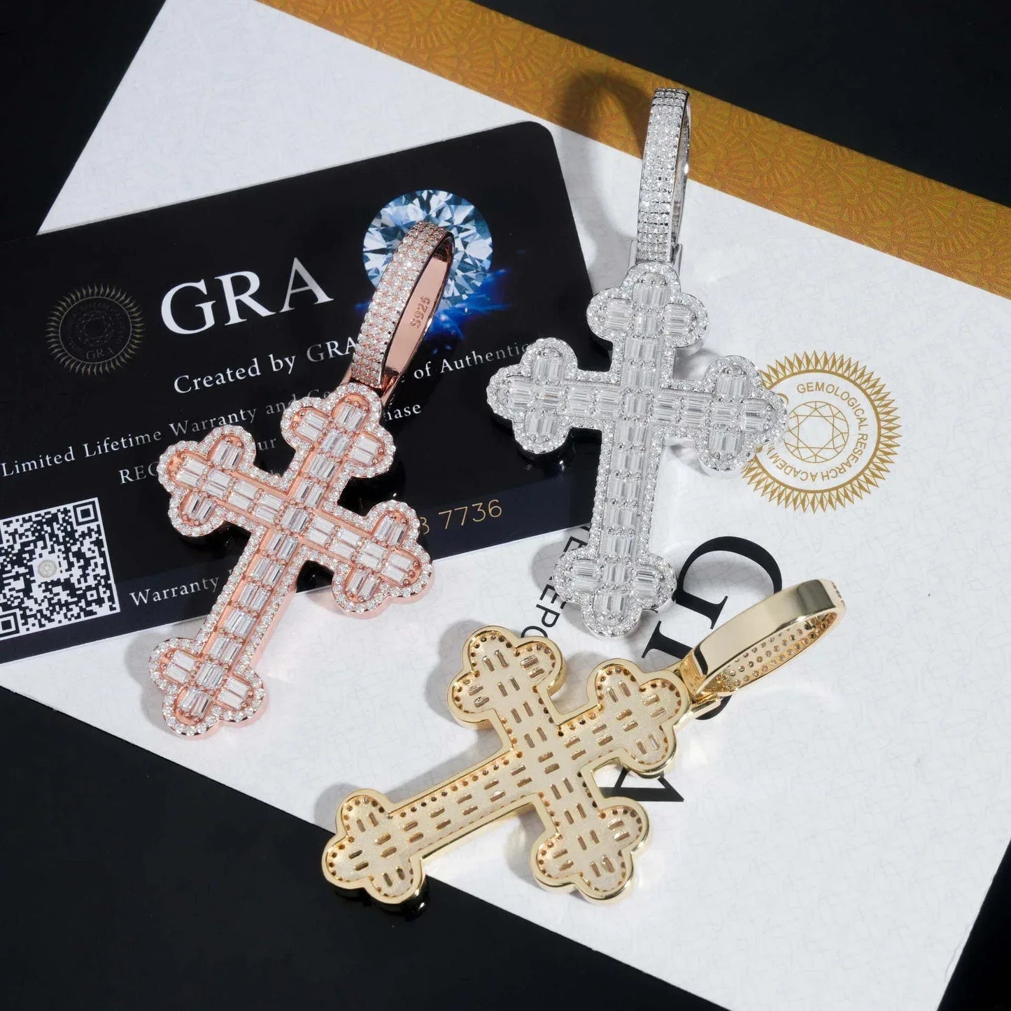 925 Silver Moissanite Cross Pendant – Hip-Hop Style, High-Quality Jewelry - CaratixJewelry