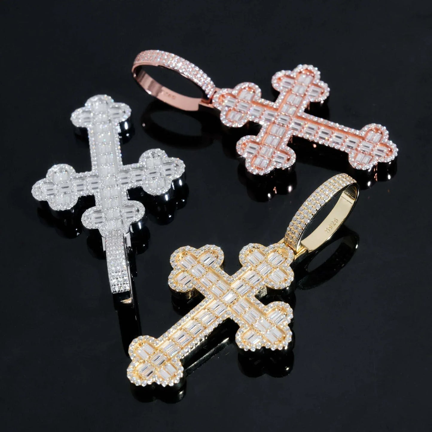 925 Silver Moissanite Cross Pendant – Hip-Hop Style, High-Quality Jewelry - CaratixJewelry