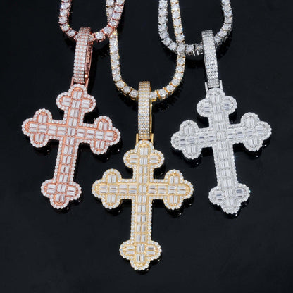 925 Silver Moissanite Cross Pendant – Hip-Hop Style, High-Quality Jewelry - CaratixJewelry