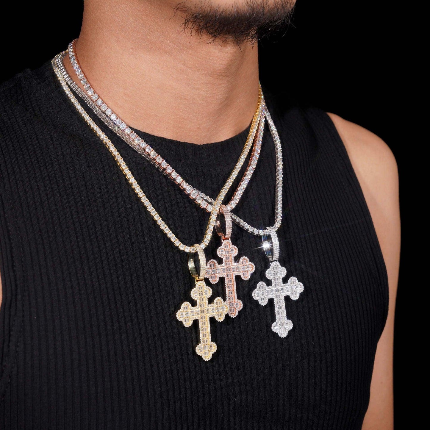 925 Silver Moissanite Cross Pendant – Hip-Hop Style, High-Quality Jewelry - CaratixJewelry