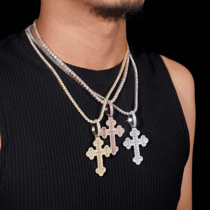 925 Silver Moissanite Cross Pendant – Hip-Hop Style, High-Quality Jewelry - CaratixJewelry