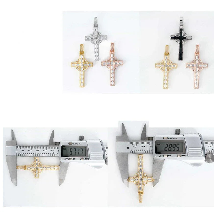 925 Silver Moissanite Cross Pendant – Hip-Hop Style, Men’s Personalized Necklace, European & American Fashion - CaratixJewelry