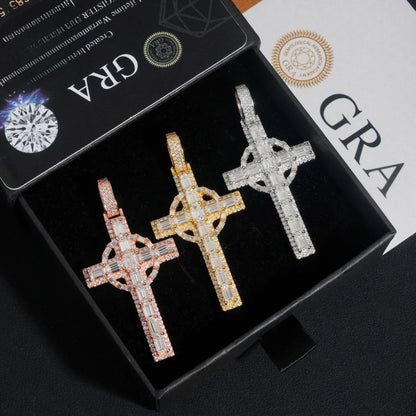 925 Silver Moissanite Cross Pendant – Hip-Hop Style, Men’s Personalized Necklace, European & American Fashion - CaratixJewelry