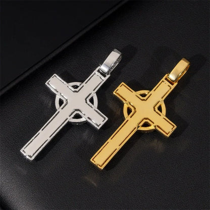 925 Silver Moissanite Cross Pendant – Hip-Hop Style, Men’s Personalized Necklace, European & American Fashion - CaratixJewelry