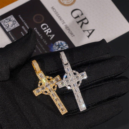925 Silver Moissanite Cross Pendant – Hip-Hop Style, Men’s Personalized Necklace, European & American Fashion - CaratixJewelry