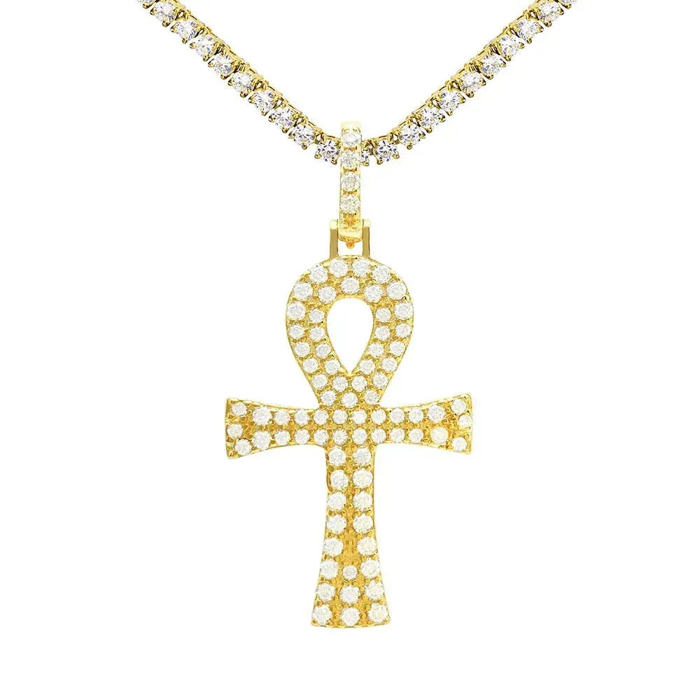 925 Silver Moissanite Cross Pendant – Hip-Hop Style, Trendy Jewelry - CaratixJewelry