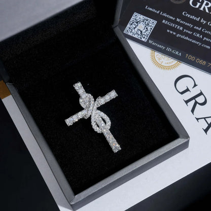 925 Silver Moissanite Hip-Hop Cross Pendant – Trendy Jewelry, High-Quality Design - CaratixJewelry