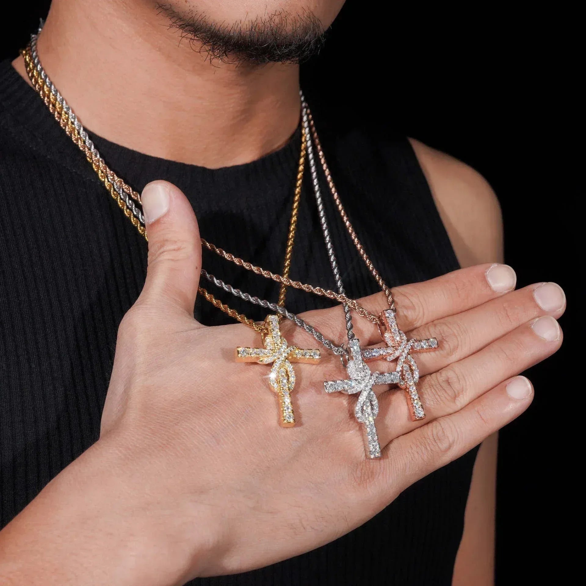 925 Silver Moissanite Hip-Hop Cross Pendant – Trendy Jewelry, High-Quality Design - CaratixJewelry