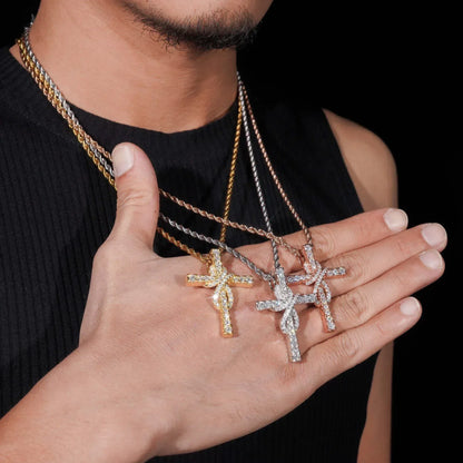 925 Silver Moissanite Hip-Hop Cross Pendant – Trendy Jewelry, High-Quality Design - CaratixJewelry