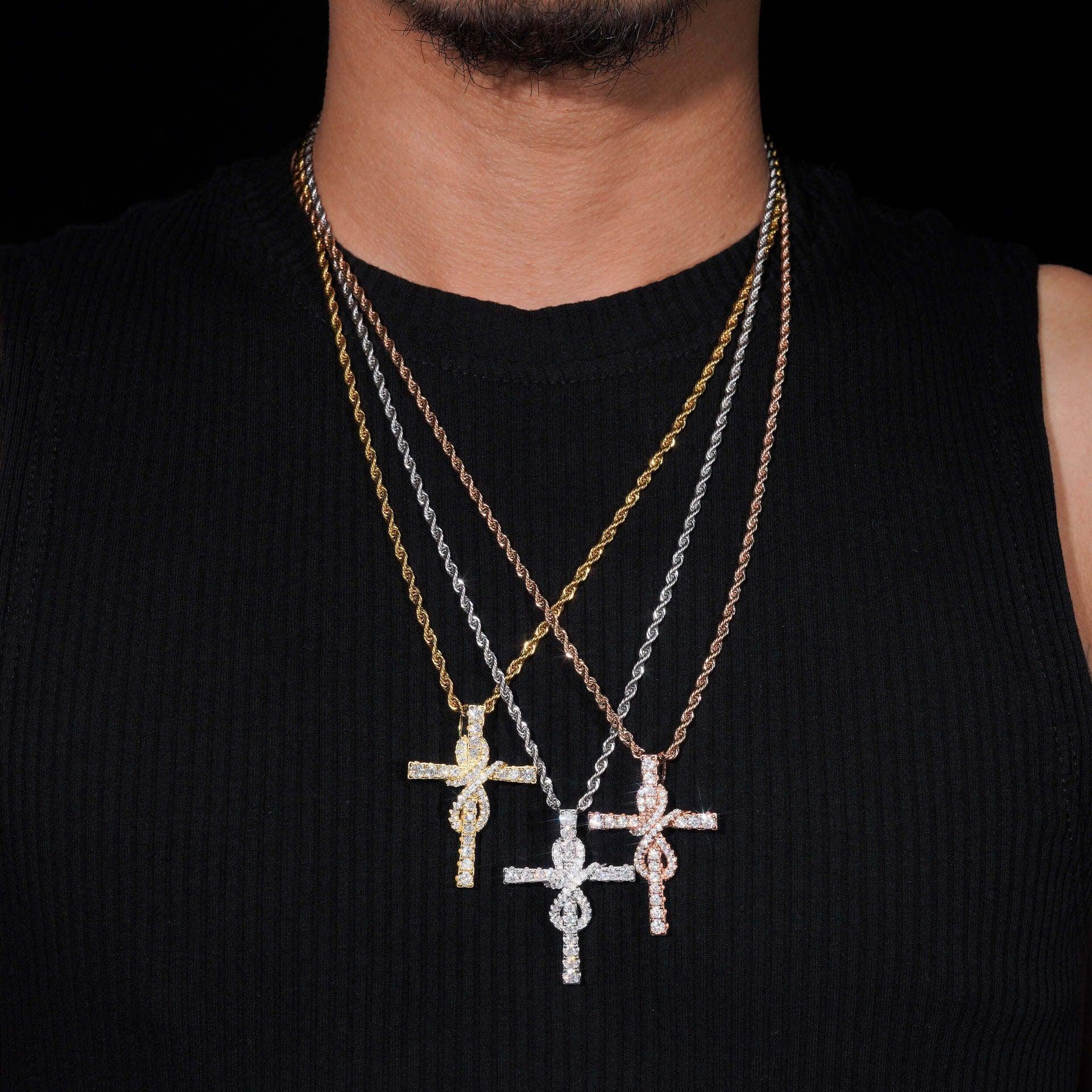 925 Silver Moissanite Hip-Hop Cross Pendant – Trendy Jewelry, High-Quality Design - CaratixJewelry