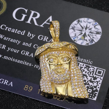 925 Silver Moissanite Jesus Pendant Necklace – Hip-Hop Style, Unisex Shining Ice Jewelry, Passed Test - CaratixJewelry