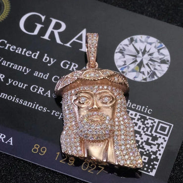 925 Silver Moissanite Jesus Pendant Necklace – Hip-Hop Style, Unisex Shining Ice Jewelry, Passed Test - CaratixJewelry