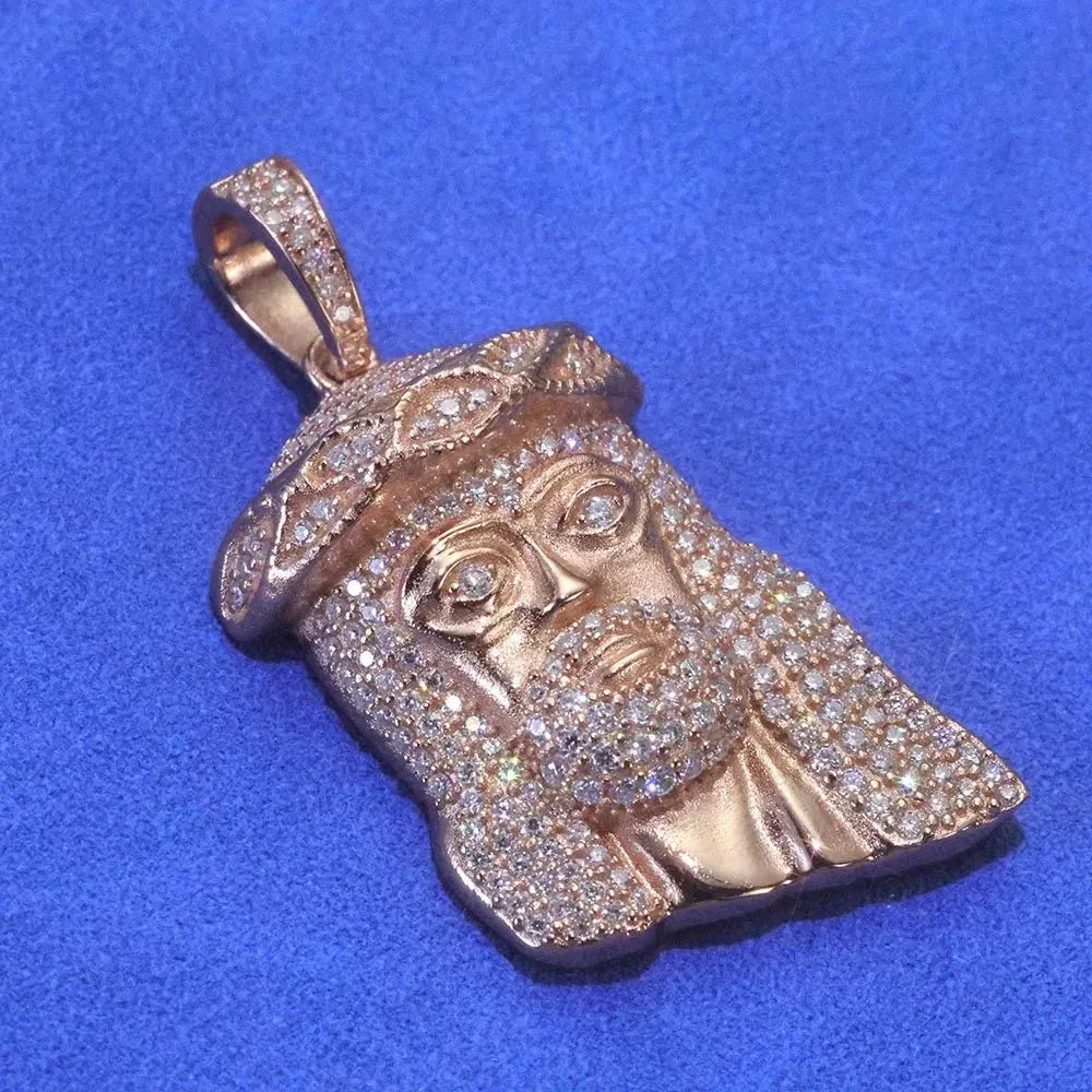 925 Silver Moissanite Jesus Pendant Necklace – Hip-Hop Style, Unisex Shining Ice Jewelry, Passed Test - CaratixJewelry