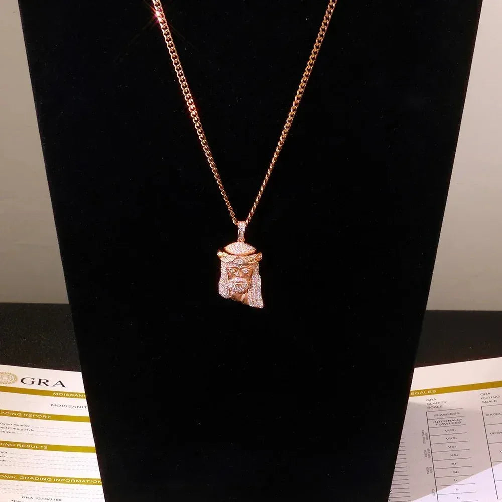 925 Silver Moissanite Jesus Pendant Necklace – Hip-Hop Style, Unisex Shining Ice Jewelry, Passed Test - CaratixJewelry