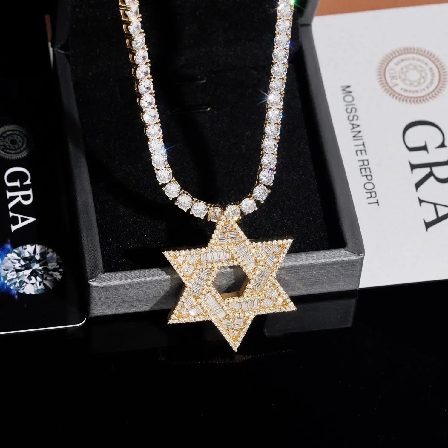 925 Silver Moissanite Star Pendant – European & American Hip-Hop Jewelry, In Stock - CaratixJewelry
