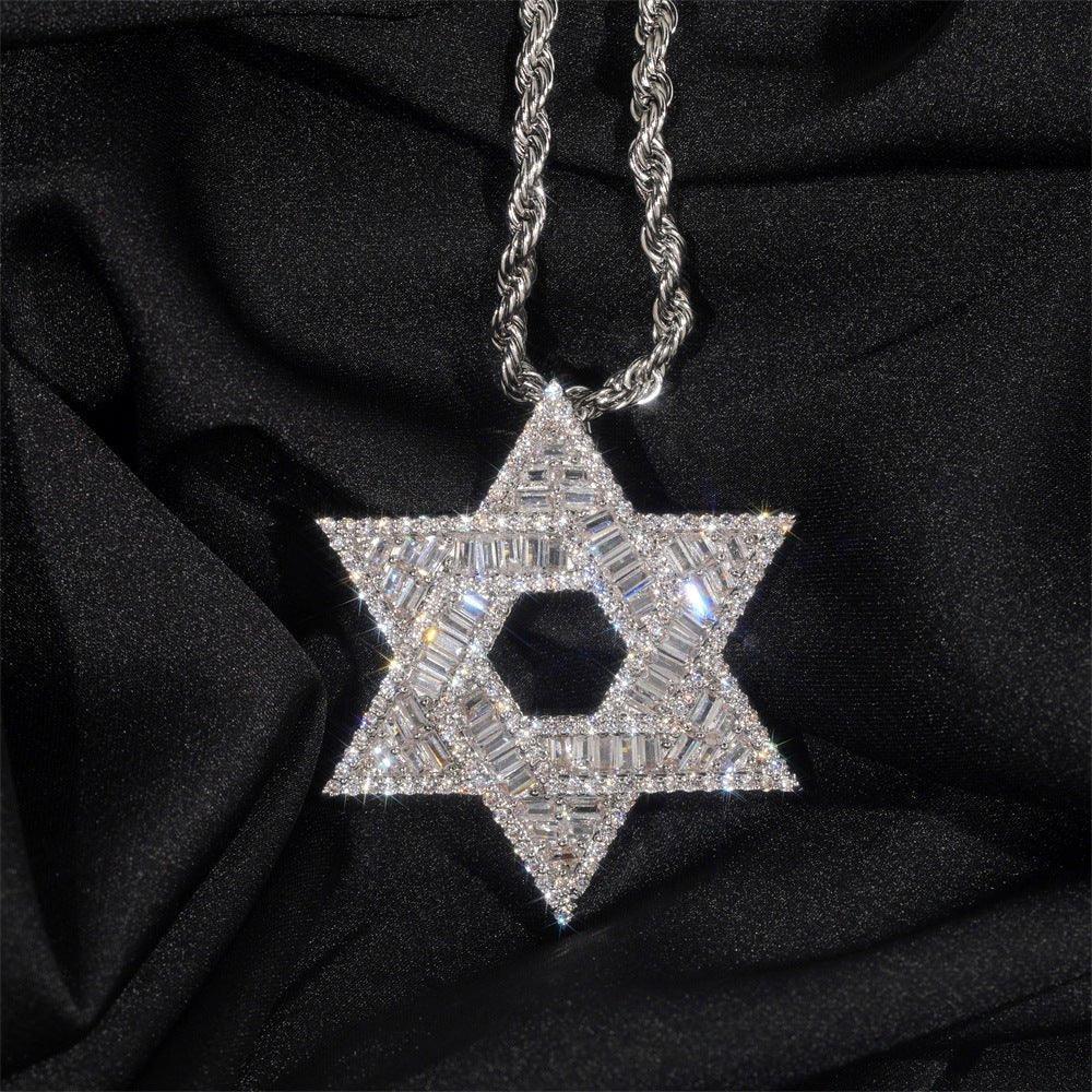 925 Silver Moissanite Star Pendant – European & American Hip-Hop Jewelry, In Stock - CaratixJewelry
