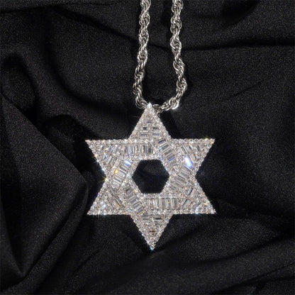 925 Silver Moissanite Star Pendant – European & American Hip-Hop Jewelry, In Stock - CaratixJewelry